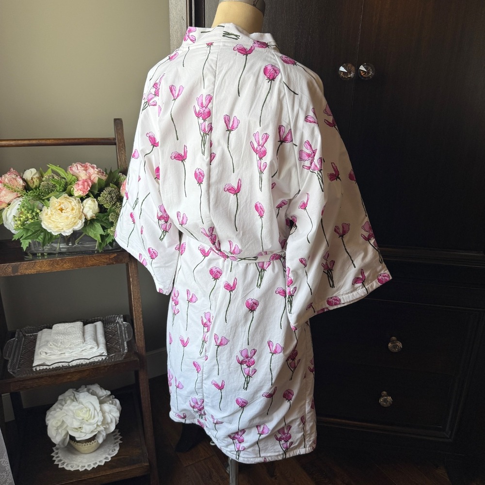 Their Nibs Grandma Robe Terry Lined Cotton Poppy Floral Wrap Belted S Womens - Picture 7 of 16